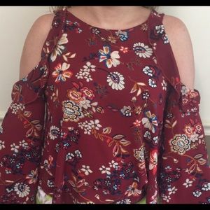 Cold shoulder Ruffle Top Boho Floral